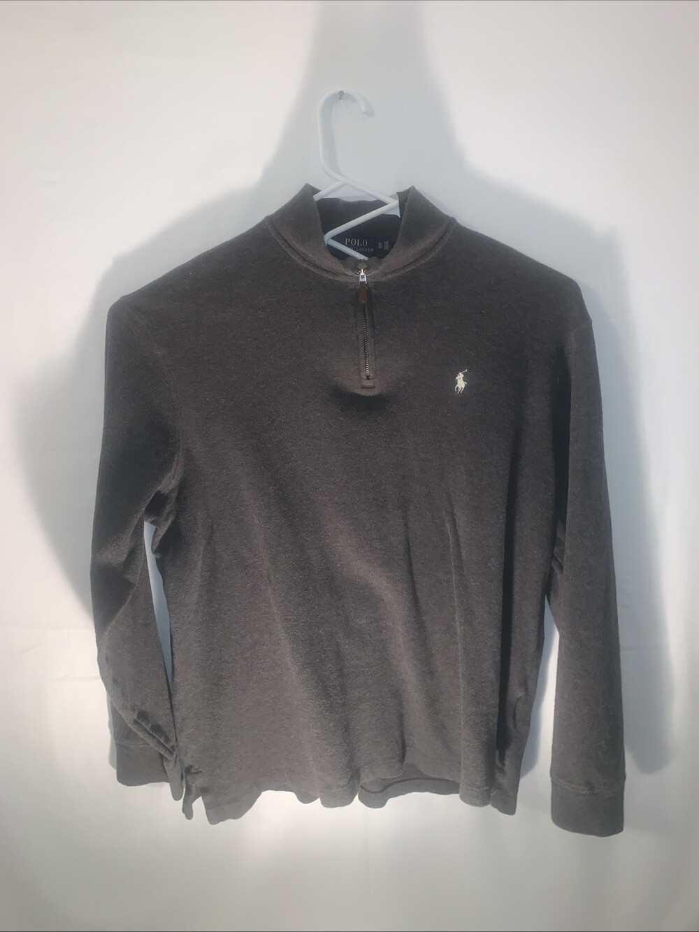 Polo Ralph Lauren Sweater Mens XL Gray Estate Rib Quarter Zip Pullover Pony